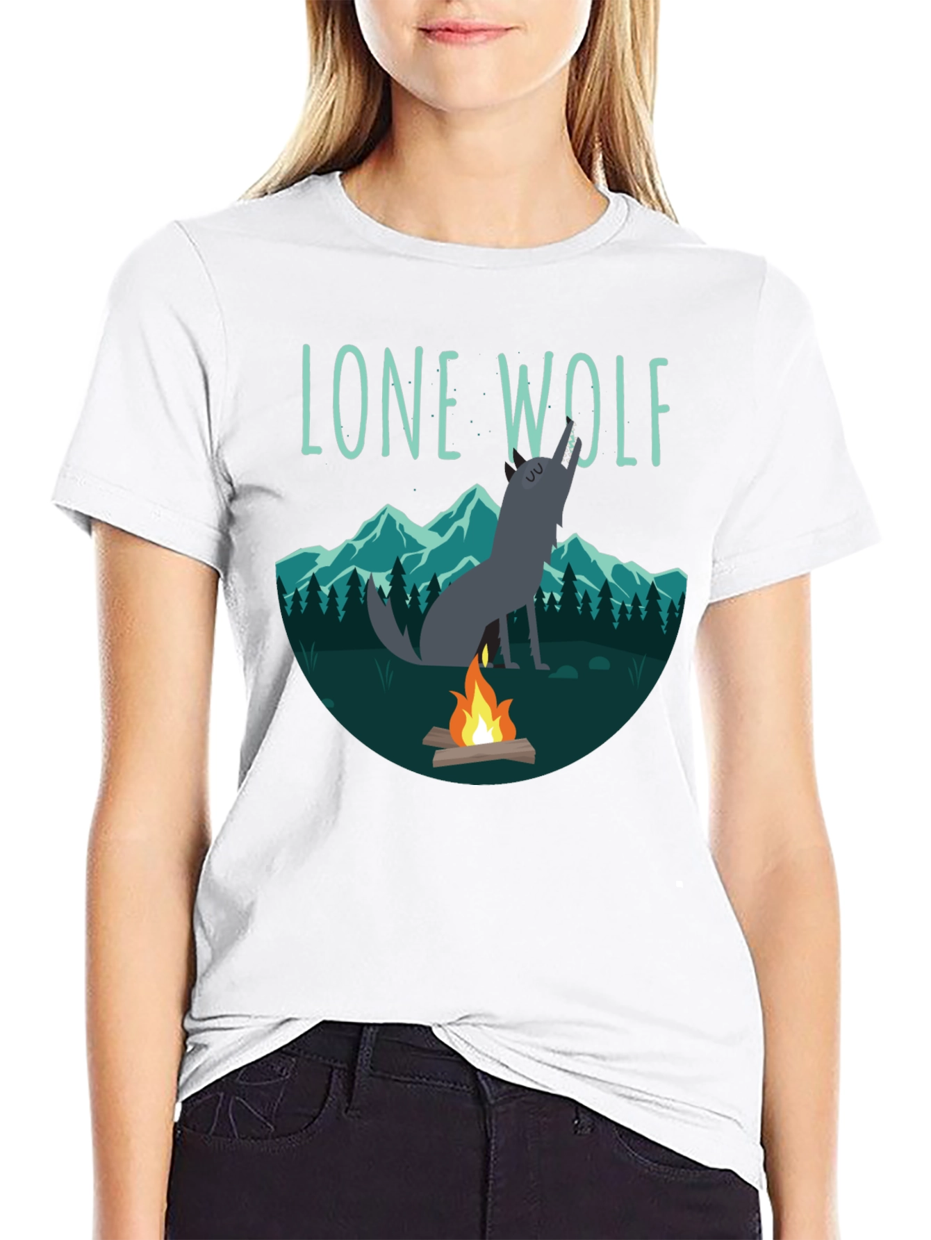 Lone Wolf Campfire Graphic Tee - Black