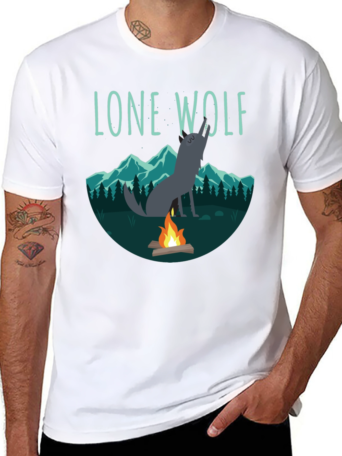 Lone Wolf Campfire Graphic Tee - Black