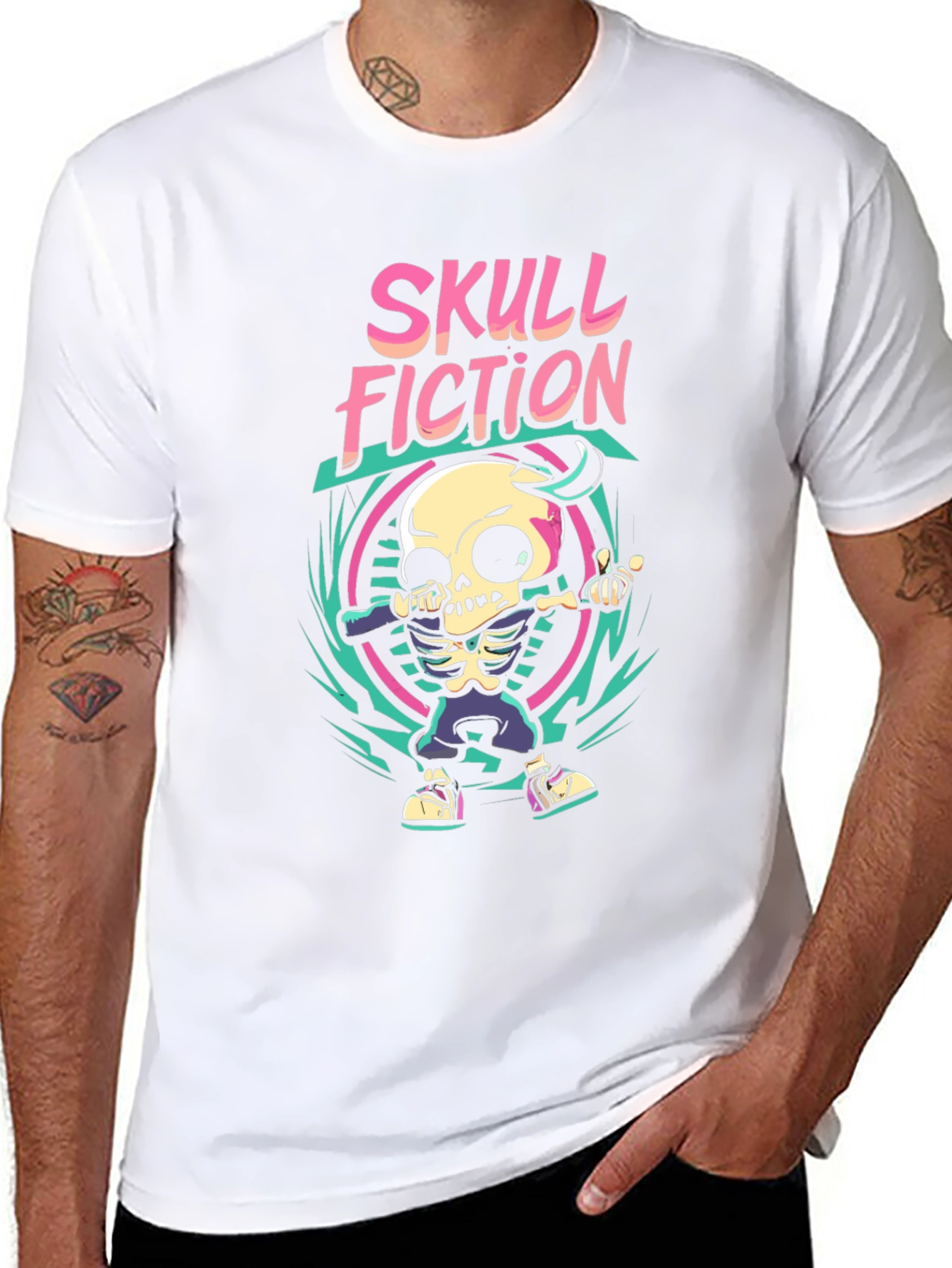 Skull Fiction Graphic Tee - Stylish Skull Design T-Shirt