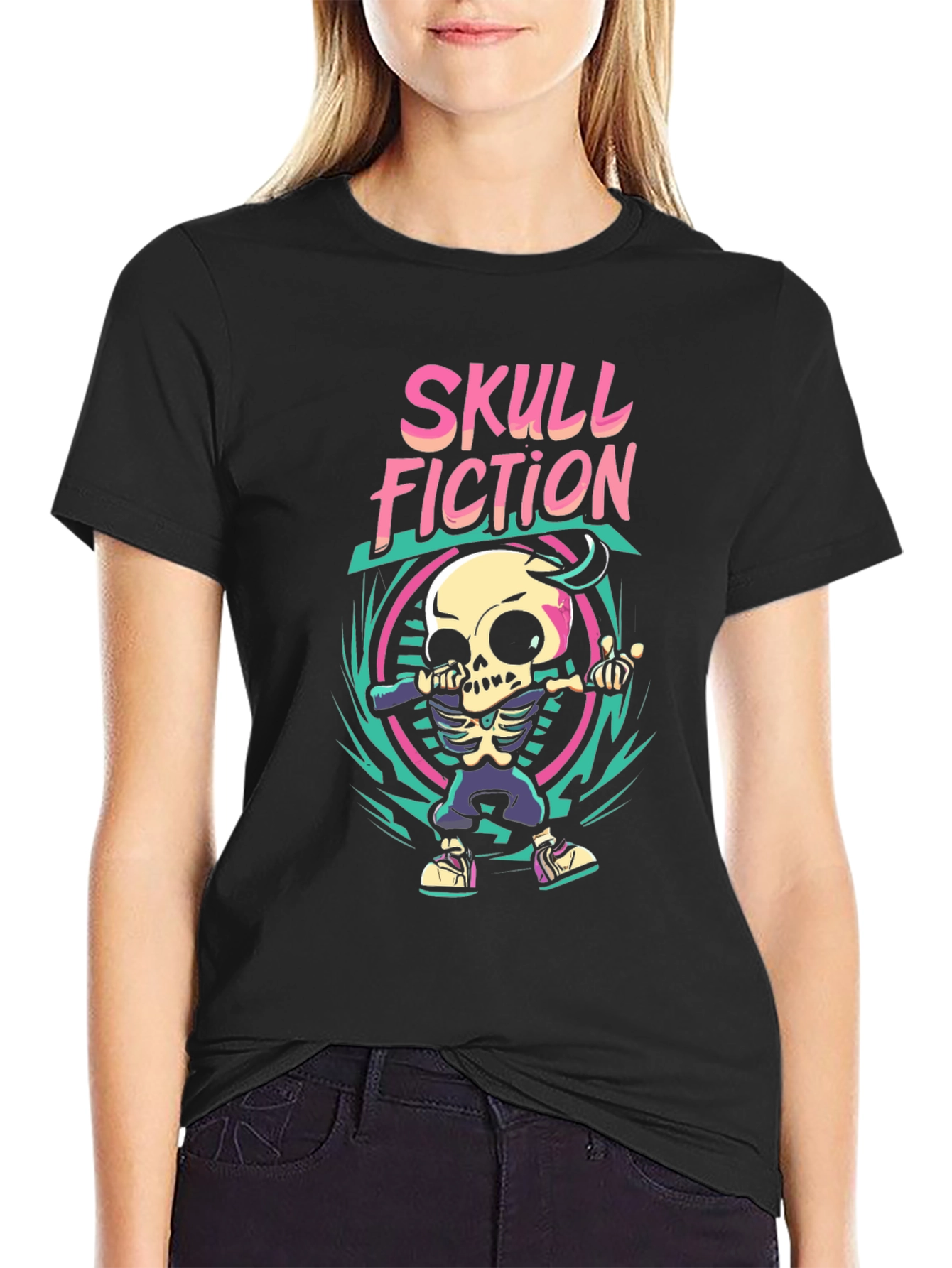 Skull Fiction Graphic Tee - Stylish Skull Design T-Shirt