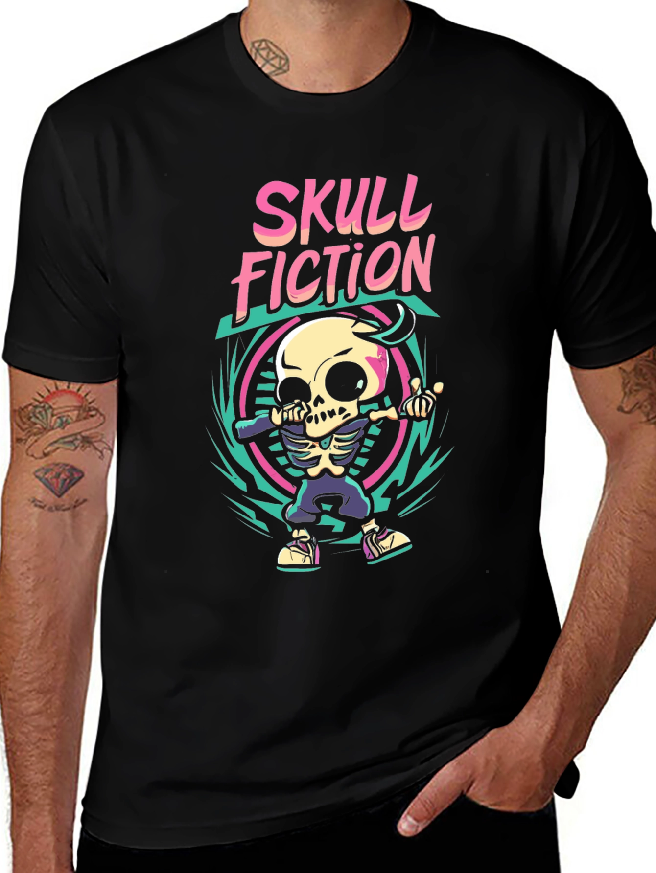 Skull Fiction Graphic Tee - Stylish Skull Design T-Shirt