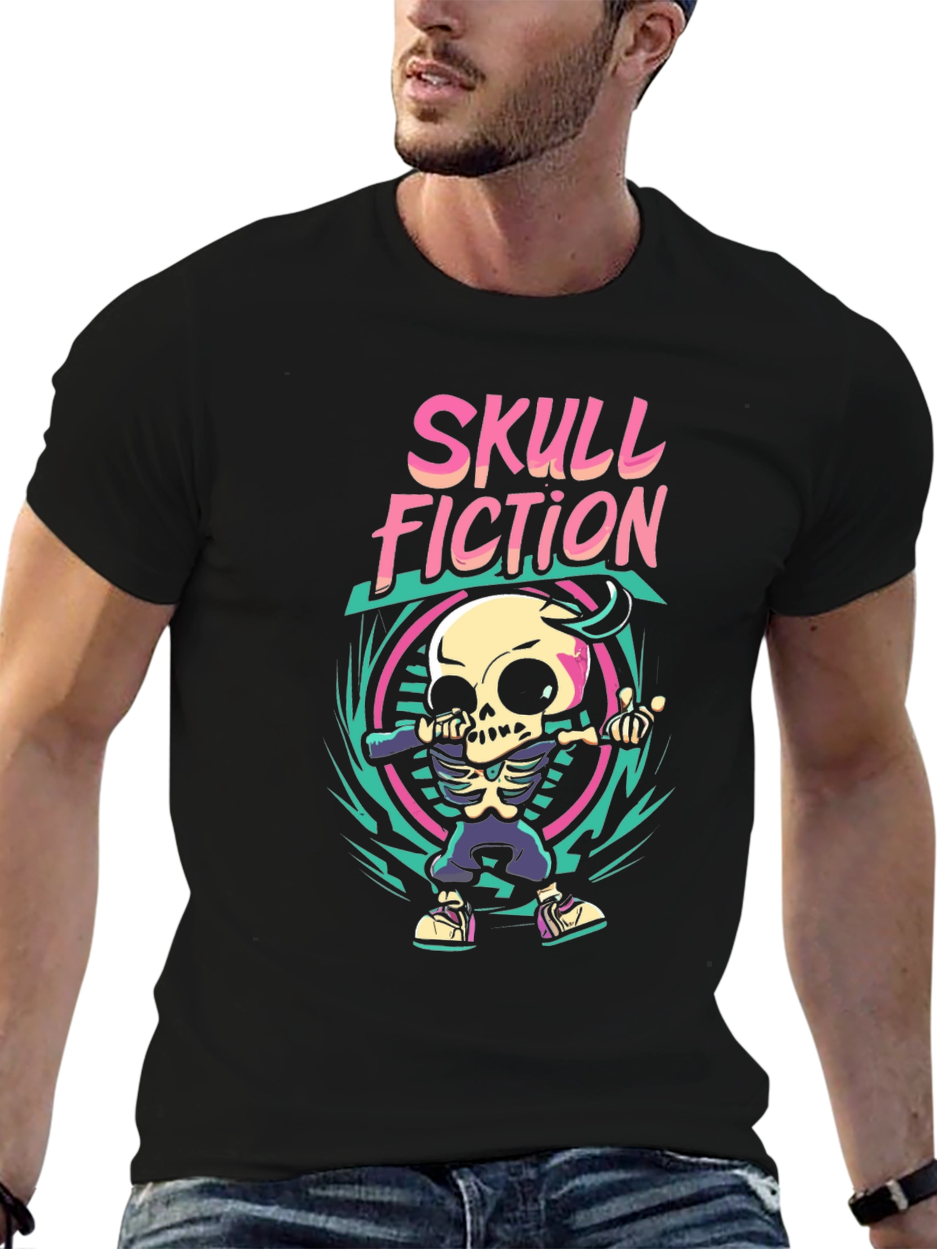 Skull Fiction Graphic Tee - Stylish Skull Design T-Shirt