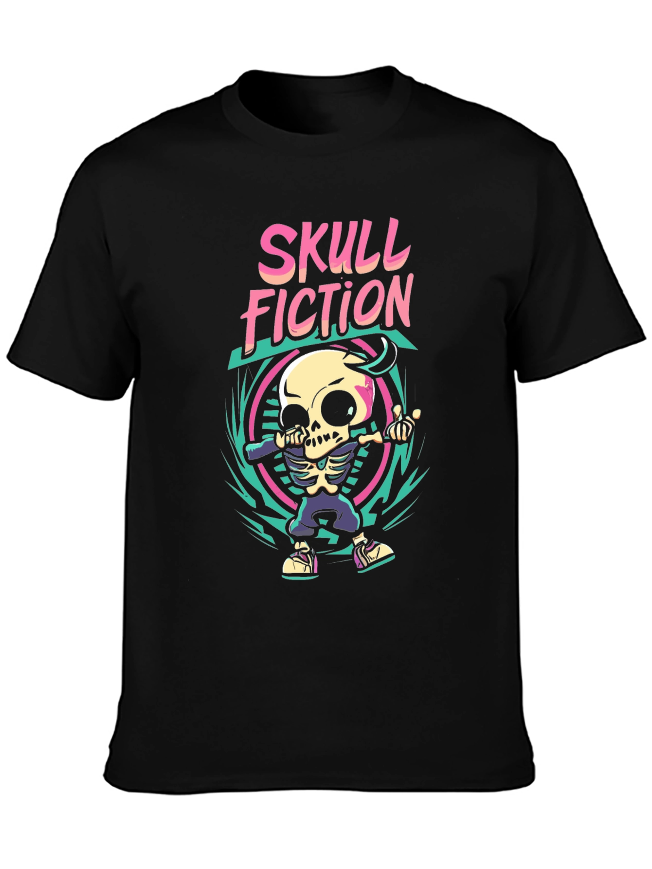 Skull Fiction Graphic Tee - Stylish Skull Design T-Shirt