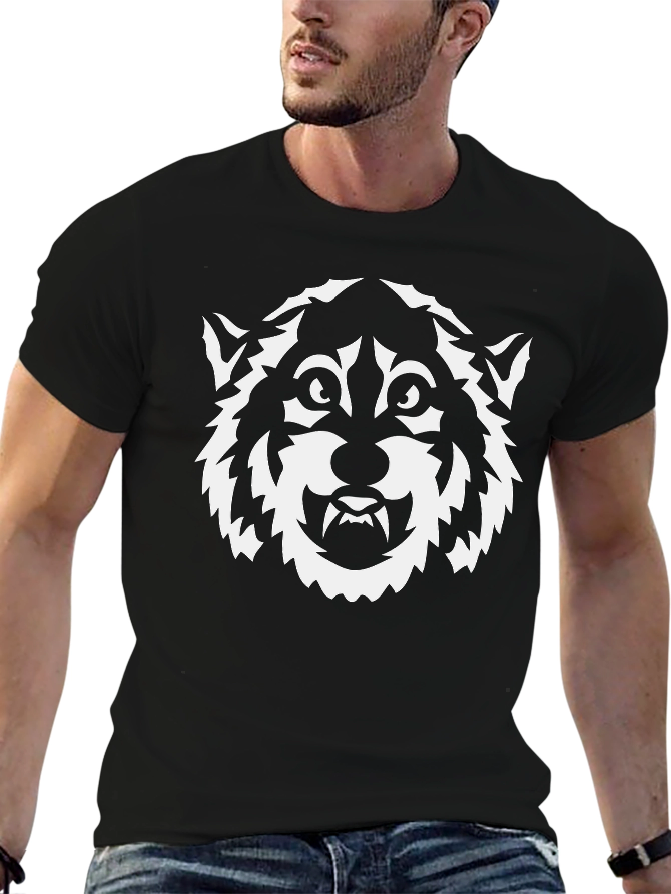 Black Wolf Graphic Tee - Stylish Mens T-Shirt