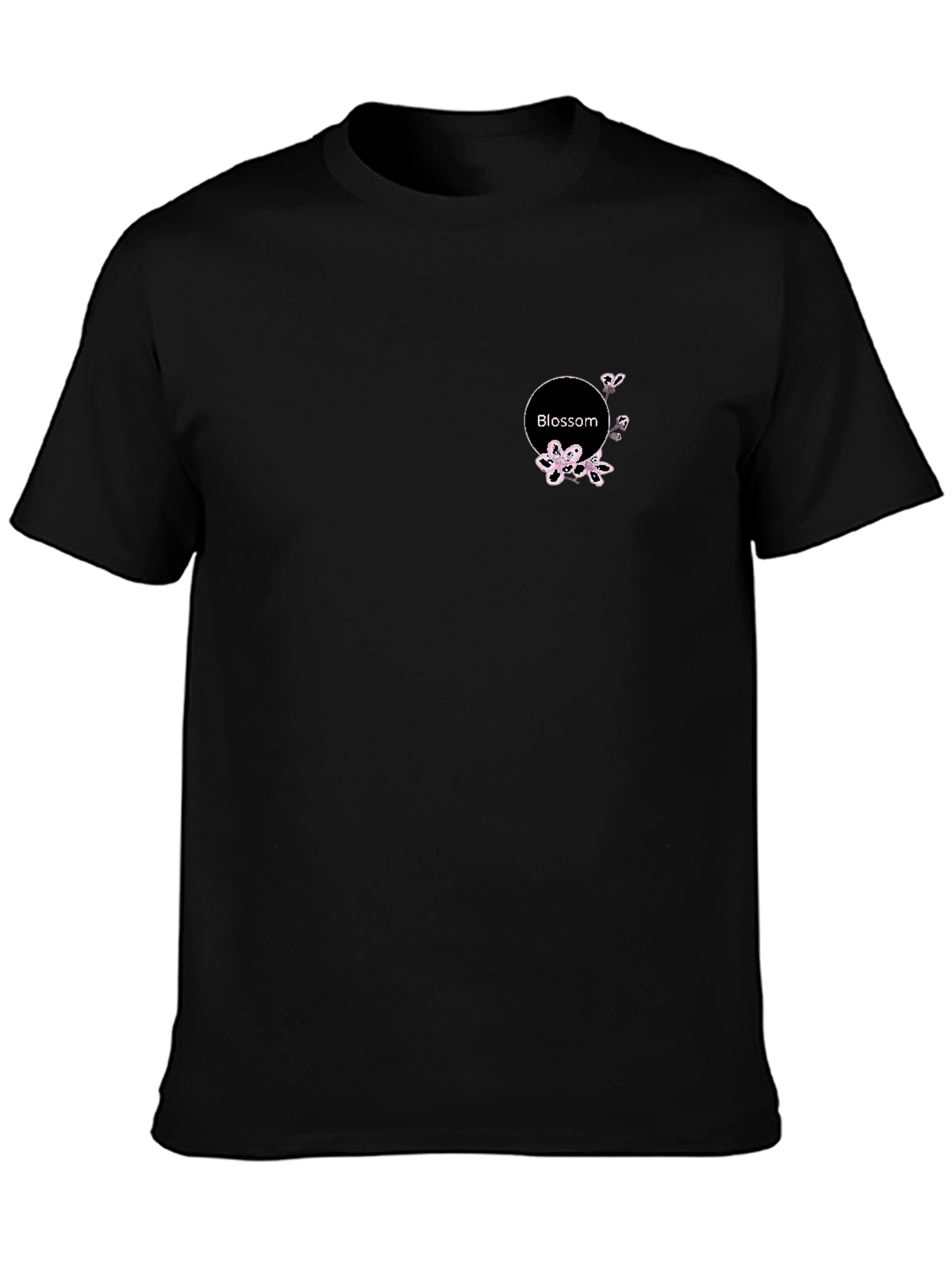 Black Blossom Circle Tee - Stylish Casual Comfort
