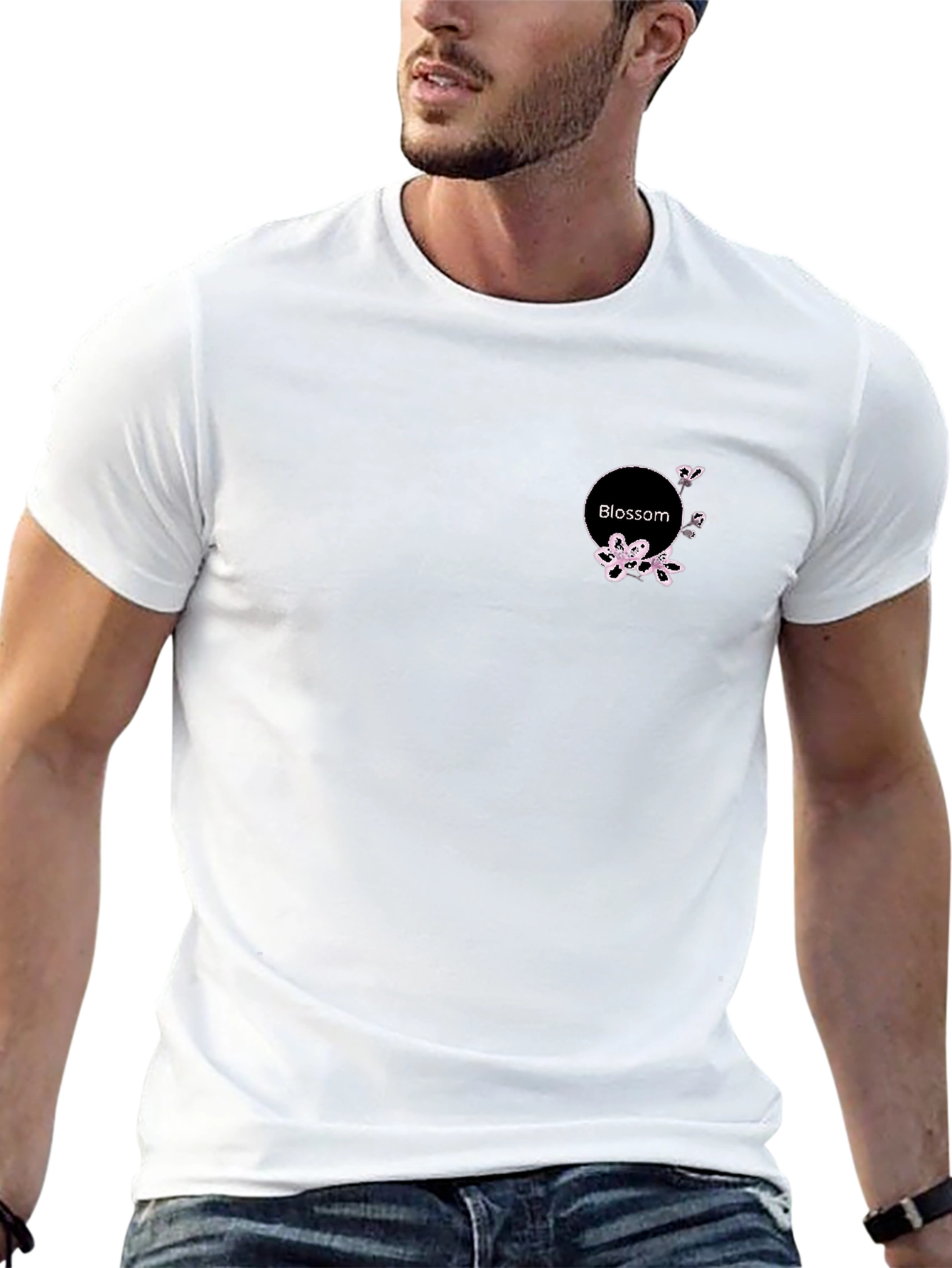 Black Blossom Circle Tee - Stylish Casual Comfort