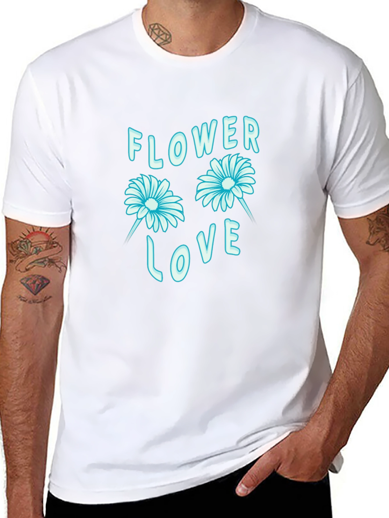 Flower Love Graphic Black T-Shirt