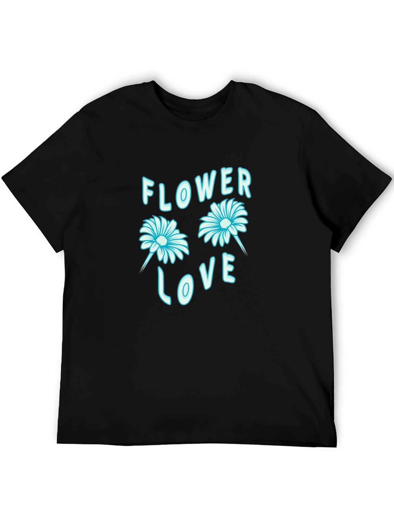 Flower Love Graphic Black T-Shirt