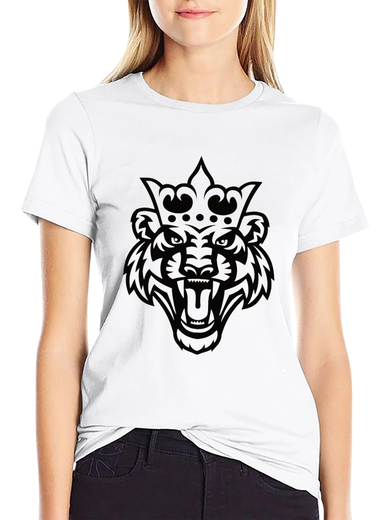 King Tiger Graphic Tee - Black Cotton Blend T-Shirt