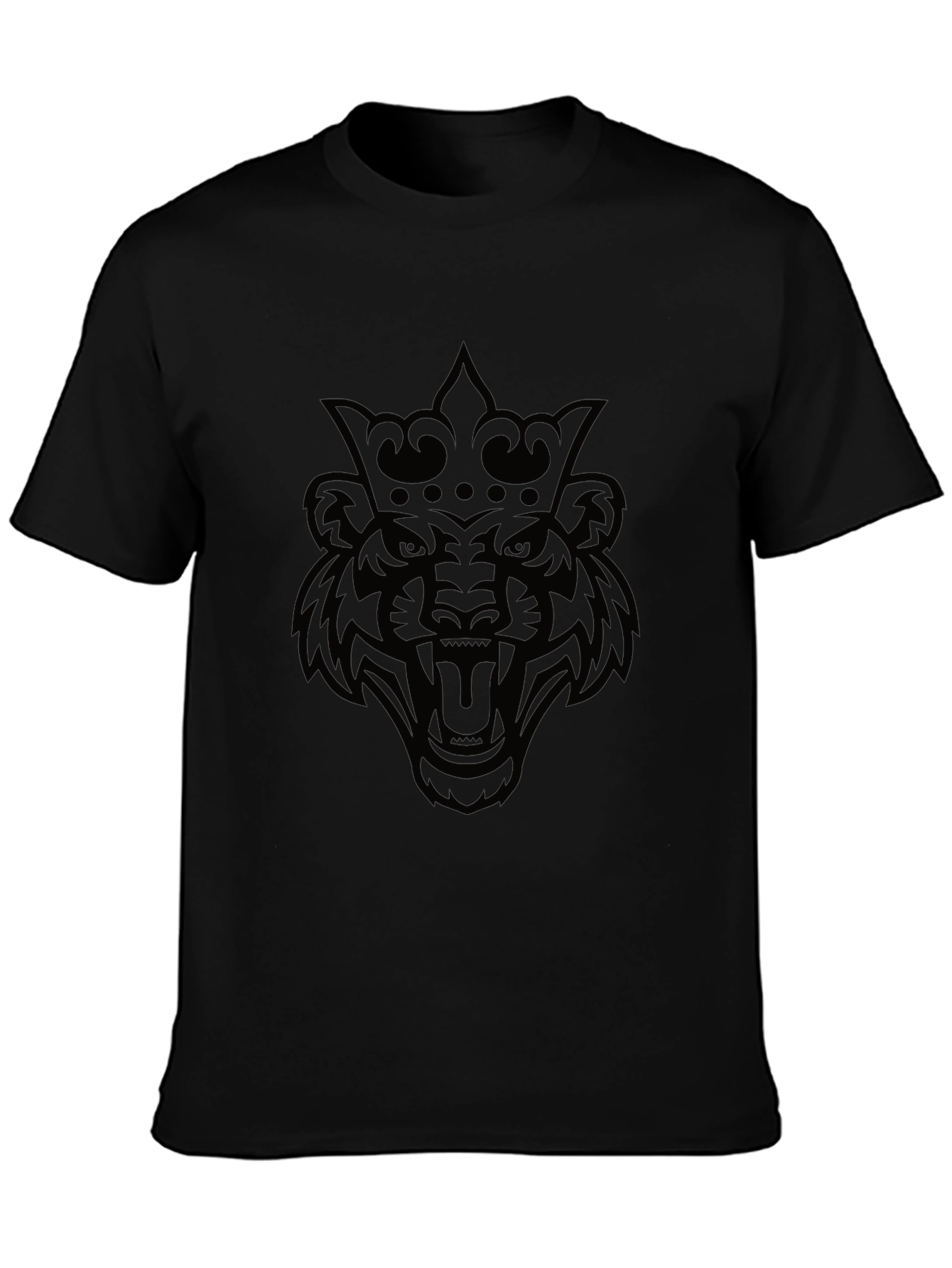 King Tiger Graphic Tee - Black Cotton Blend T-Shirt