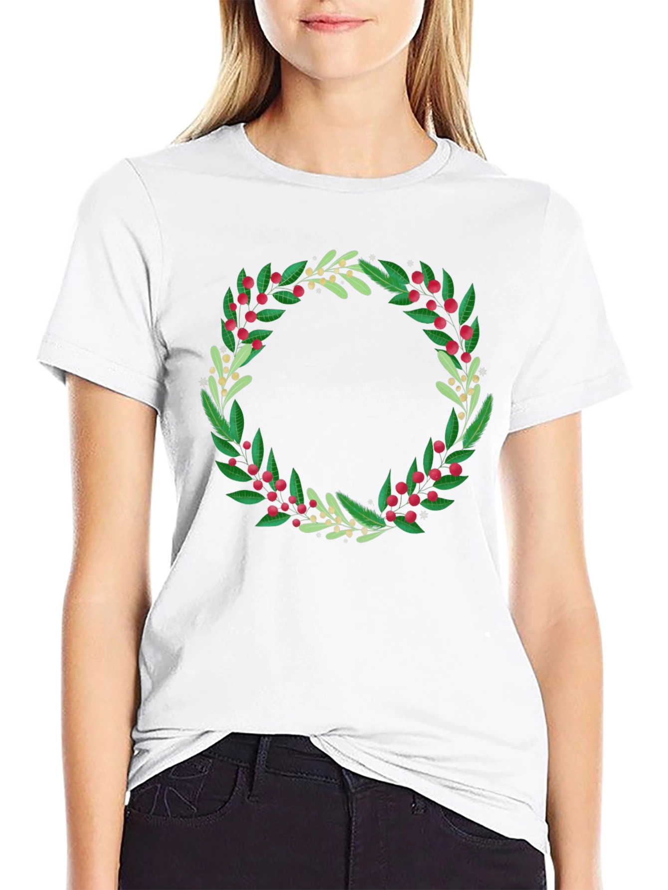Festive Foliage Wreath Graphic Tee - Unisex