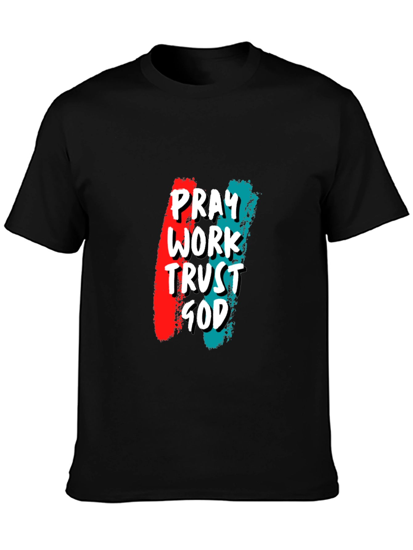 Pray Work Trust God Black Tee
