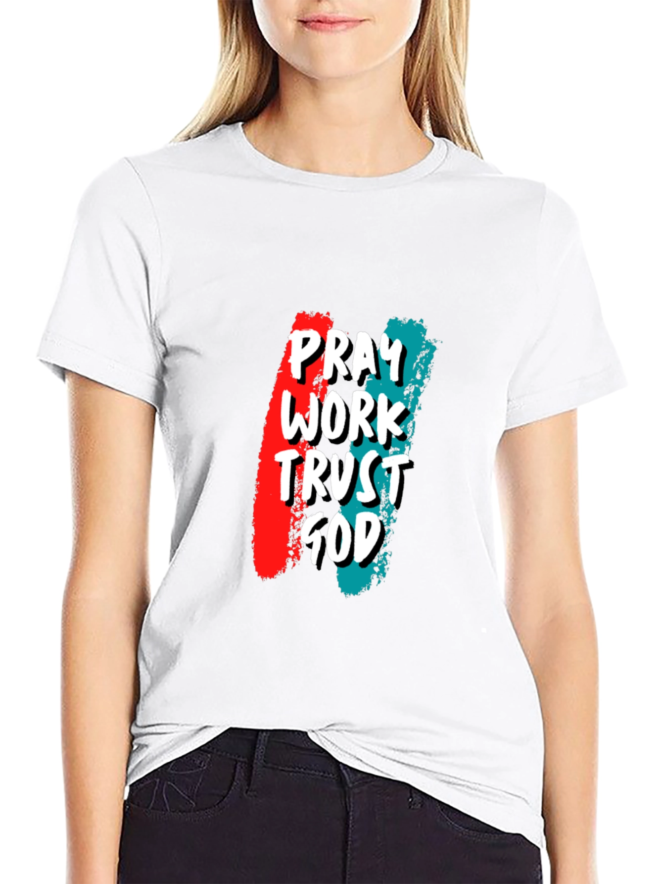 Pray Work Trust God Black Tee