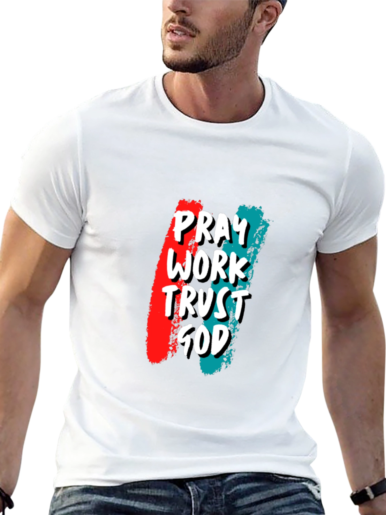 Pray Work Trust God Black Tee