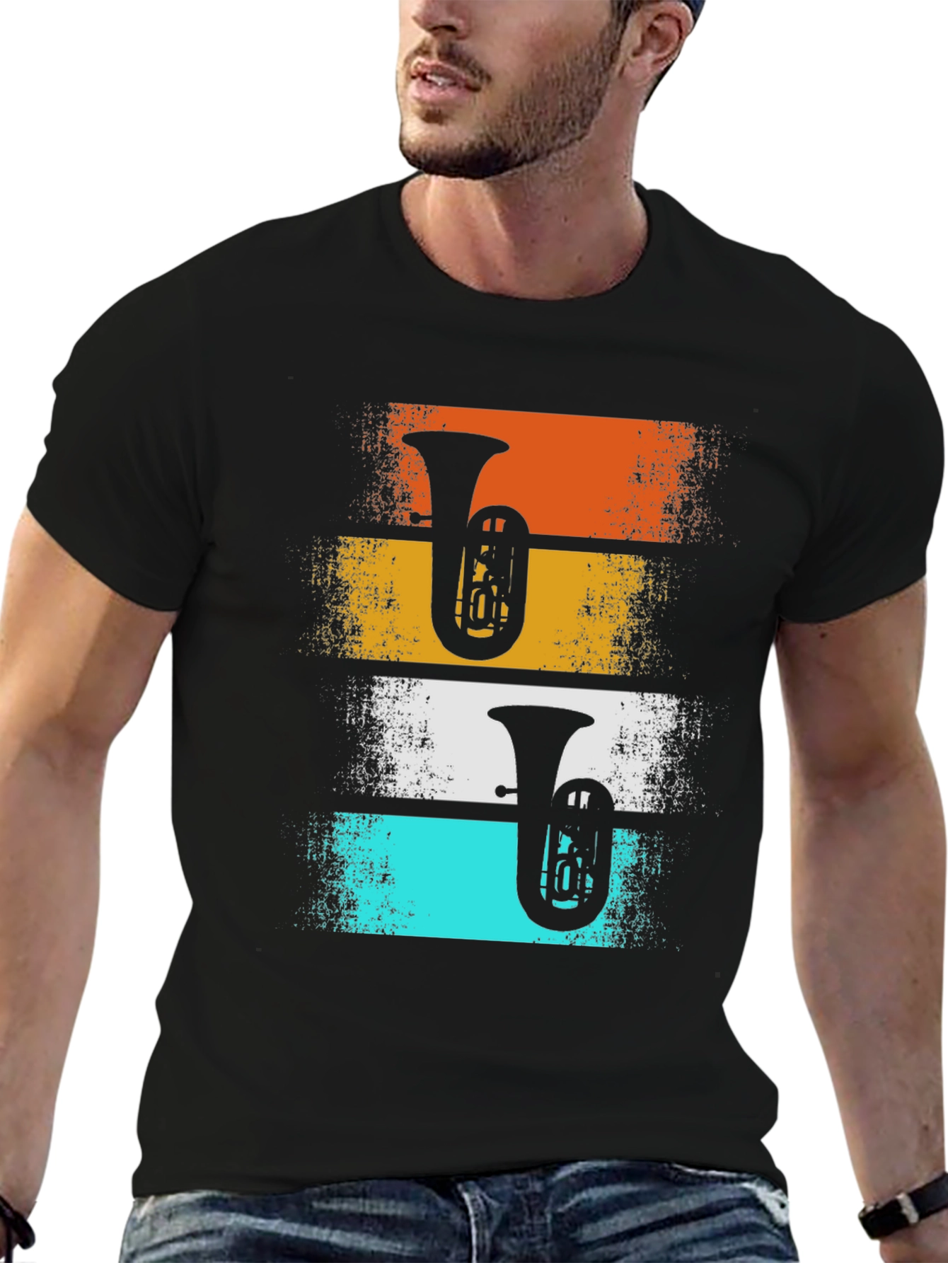 Retro Tuba Player Graphic Tee - Band Instrument T-Shirt