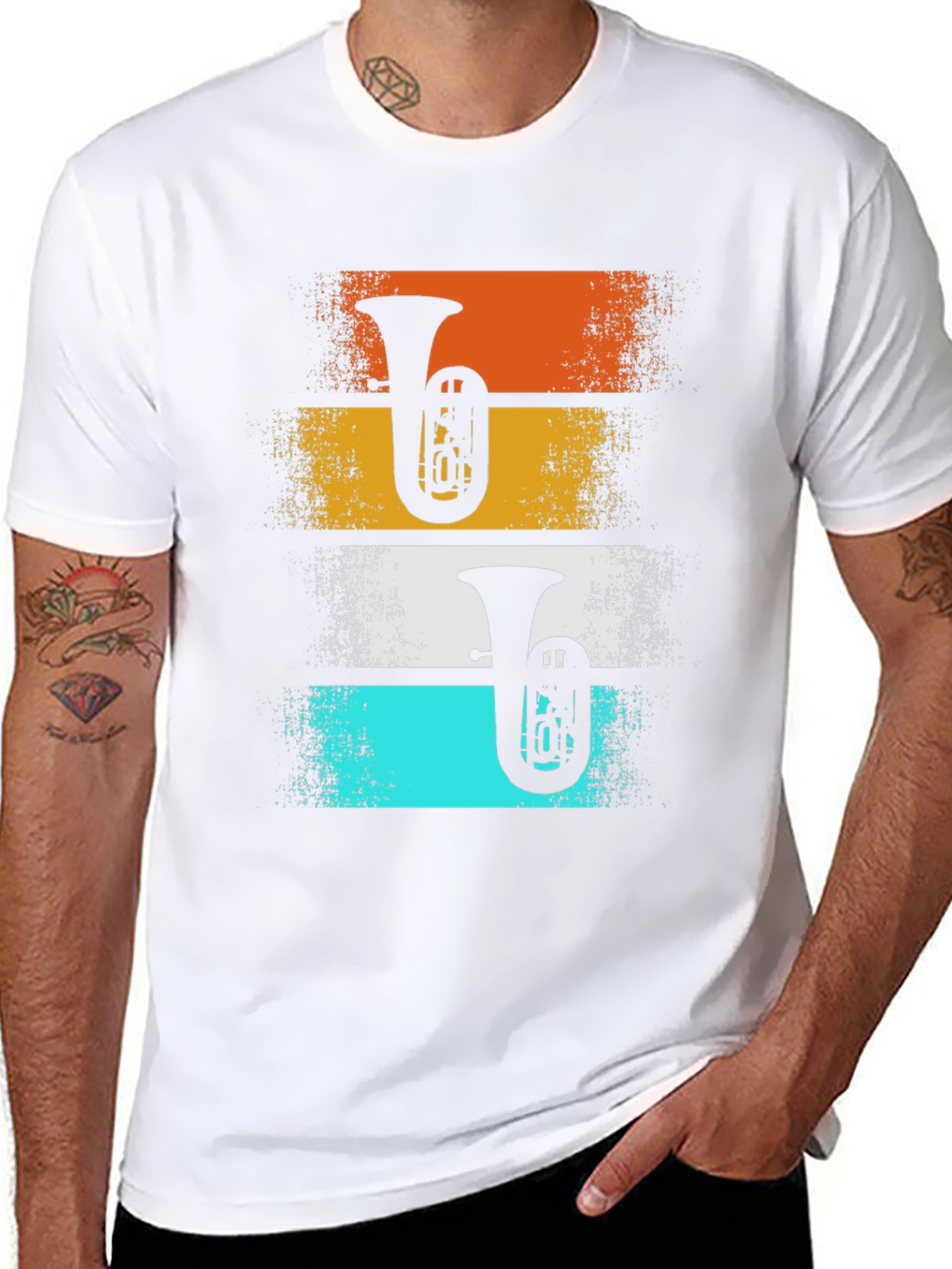 Retro Tuba Player Graphic Tee - Band Instrument T-Shirt
