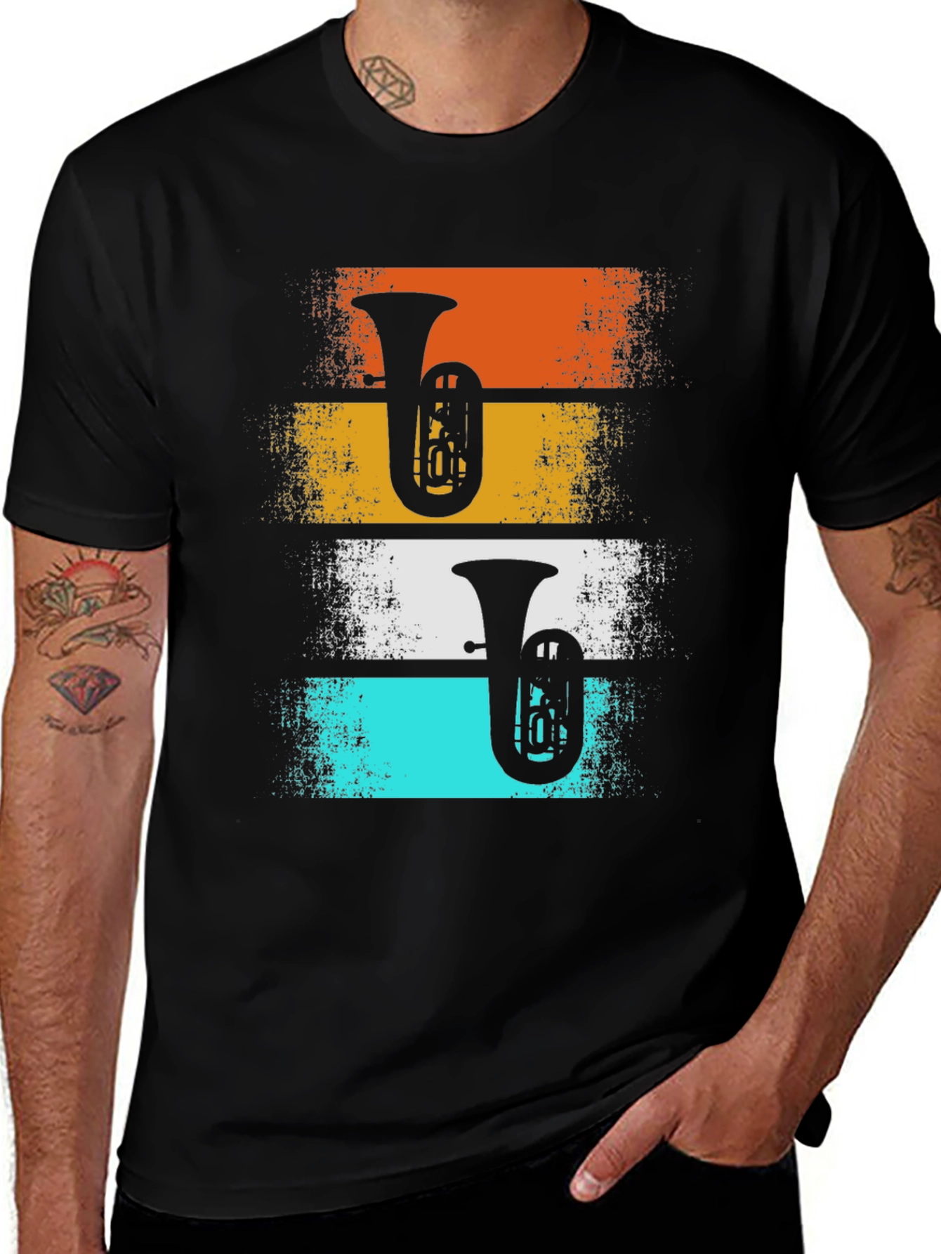 Retro Tuba Player Graphic Tee - Band Instrument T-Shirt