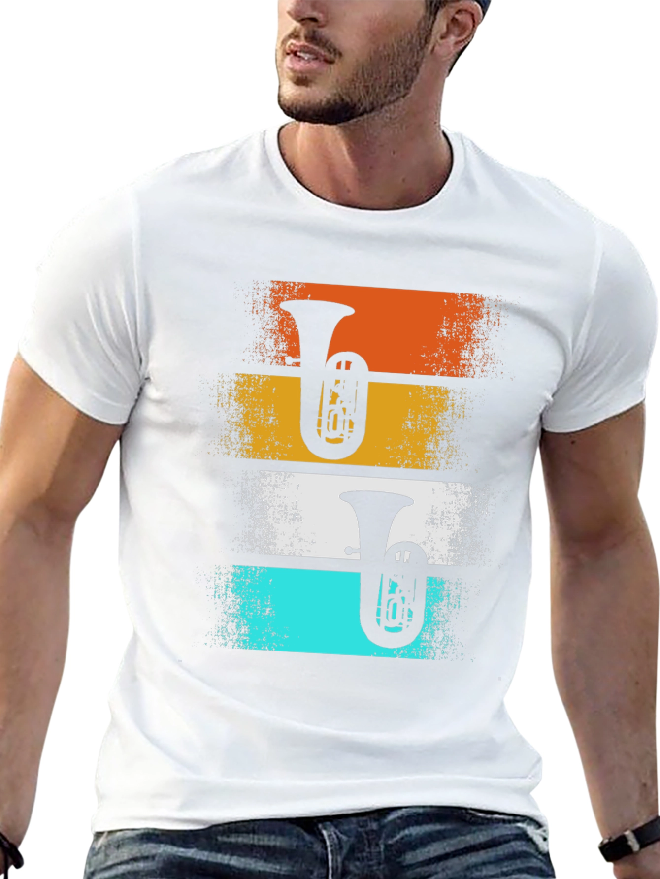 Retro Tuba Player Graphic Tee - Band Instrument T-Shirt