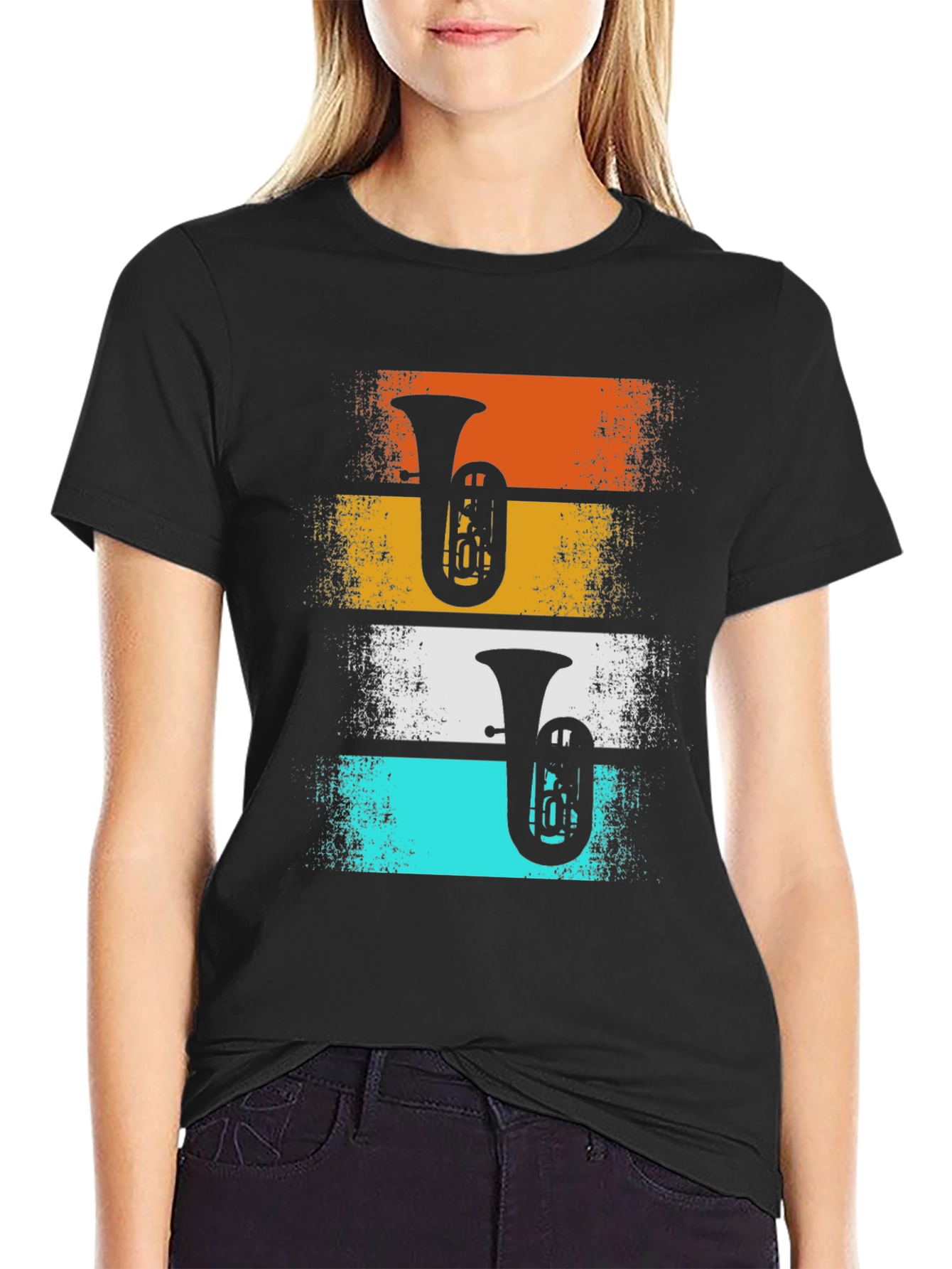 Retro Tuba Player Graphic Tee - Band Instrument T-Shirt