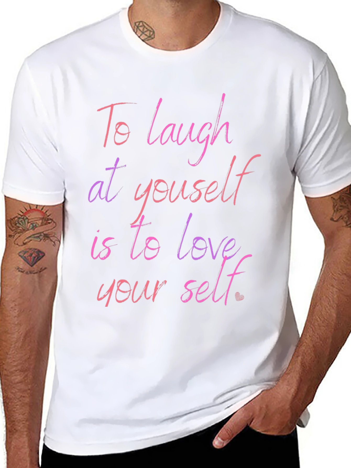 Inspirational Quote Graphic T-Shirt: Laugh & Love