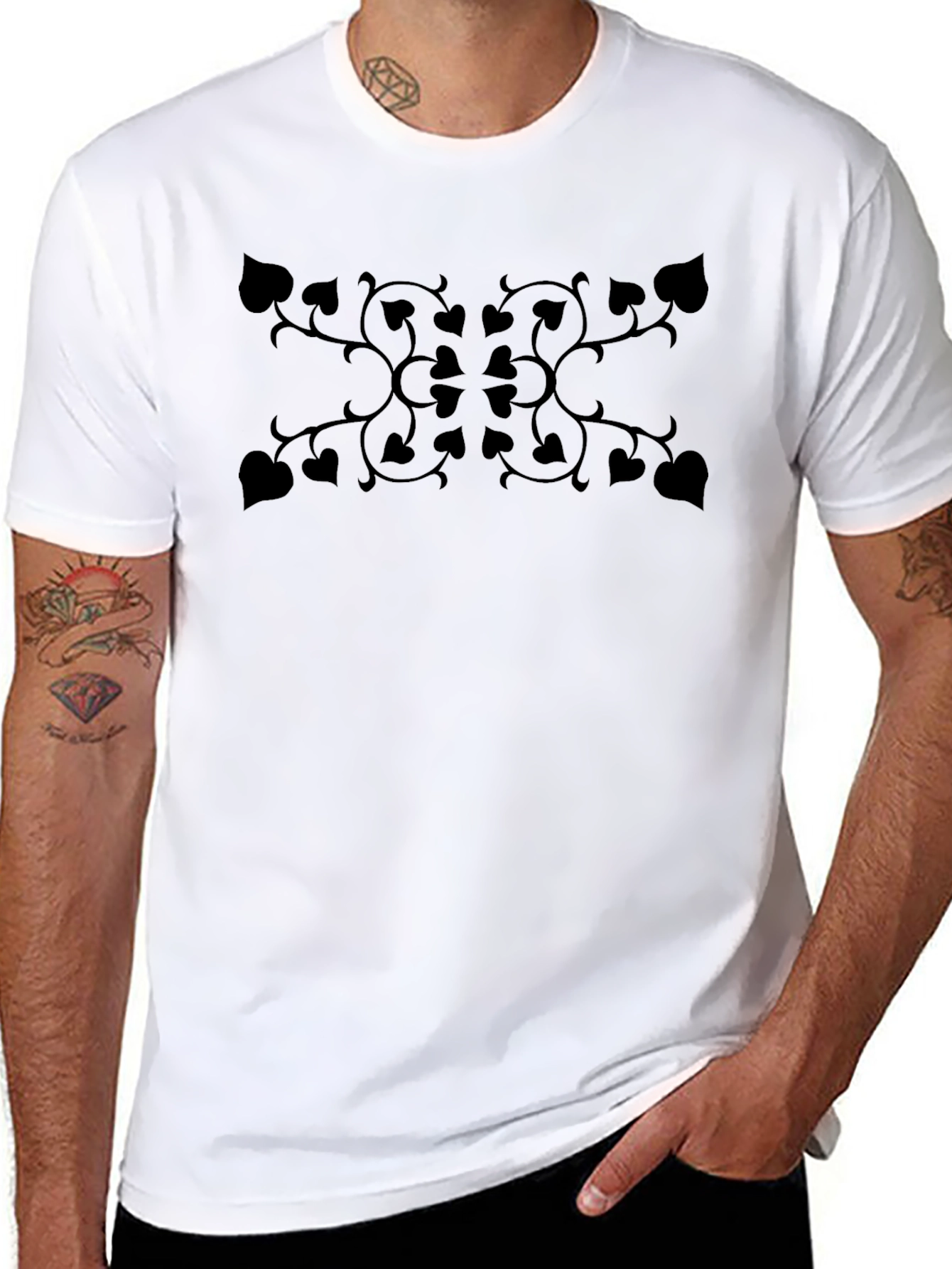 Modern Botanical Black T-Shirt