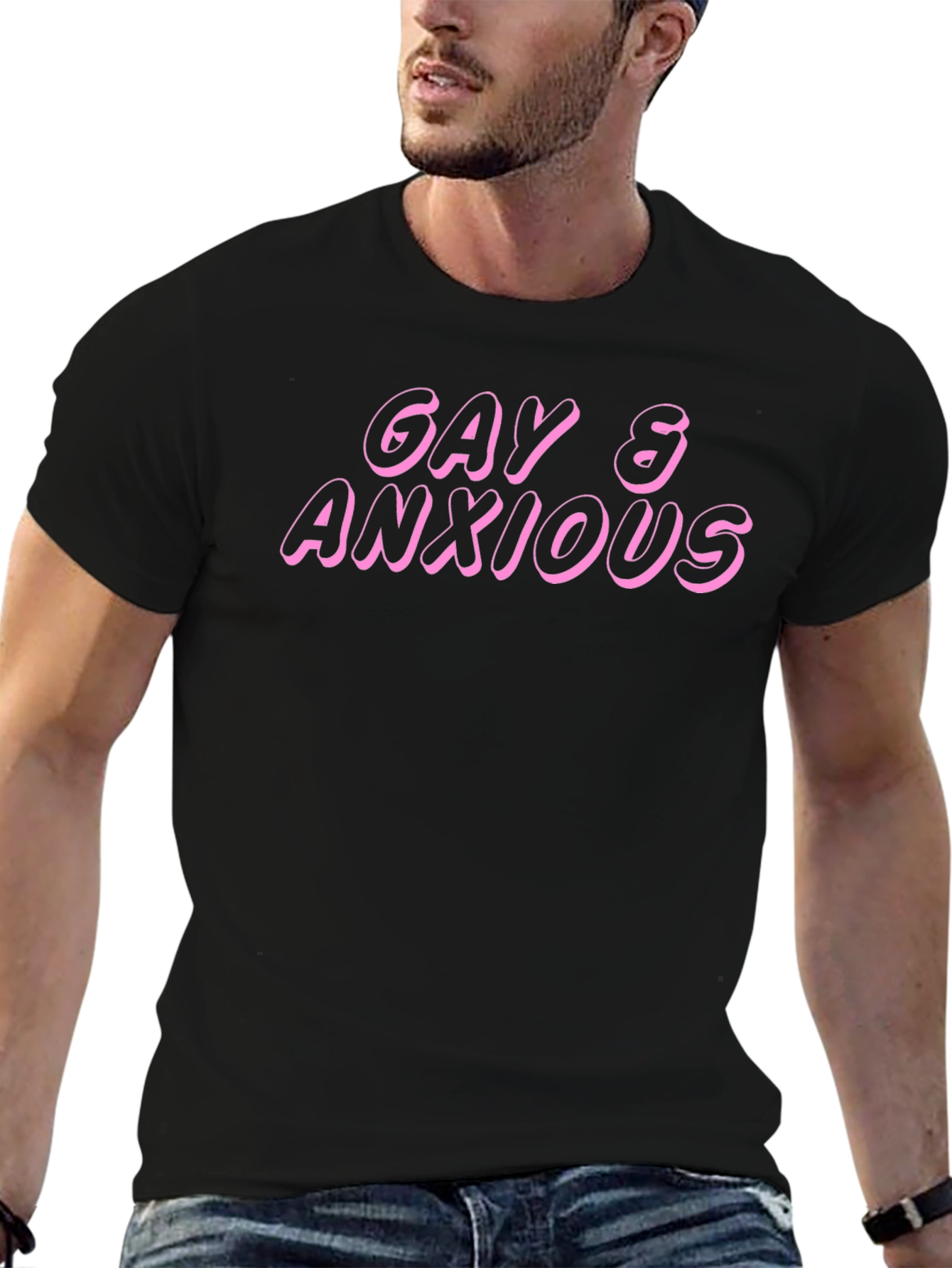 Gay & Anxious Graphic Tee - Black Unisex T-Shirt
