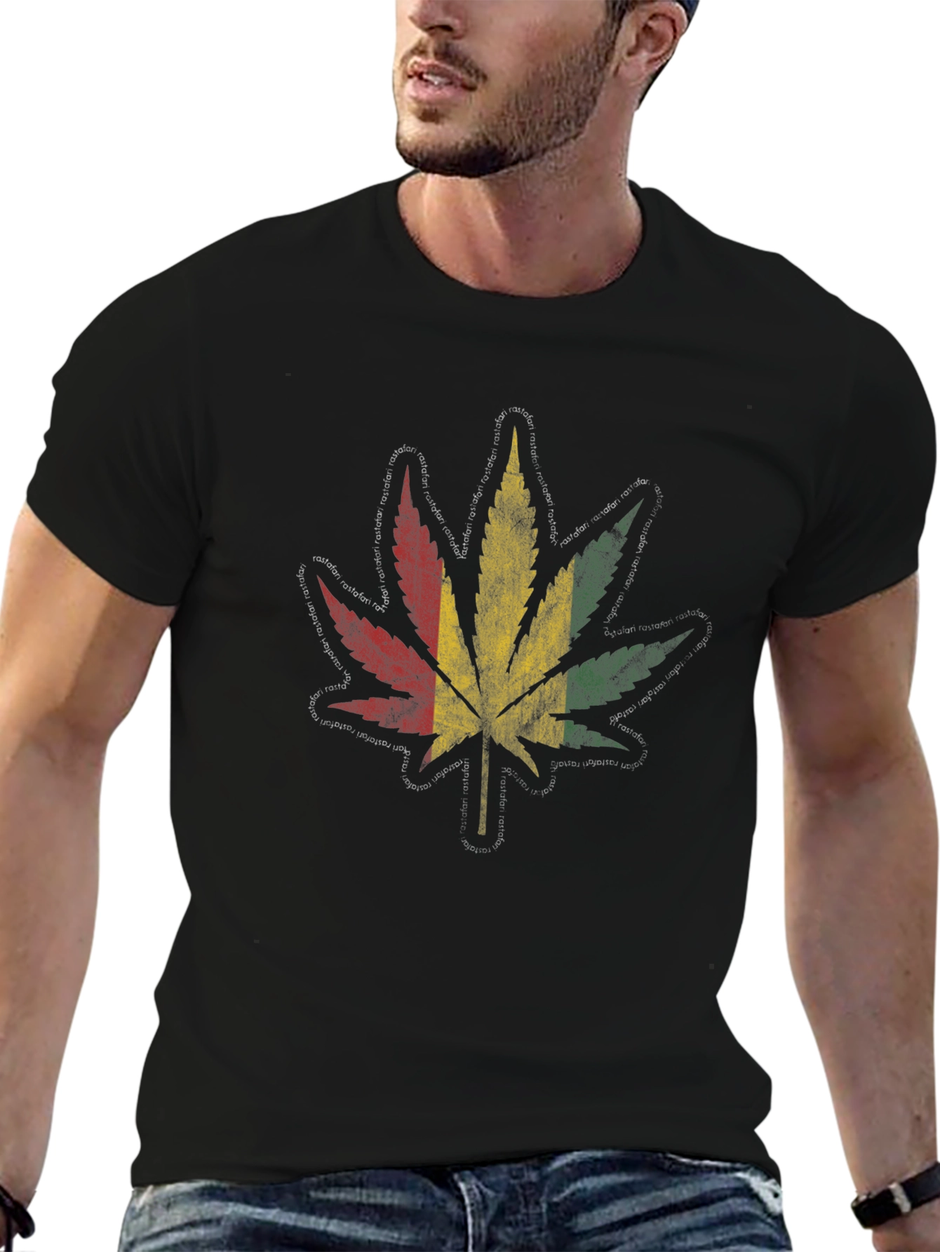 Rasta Leaf Graphic T-Shirt - Black