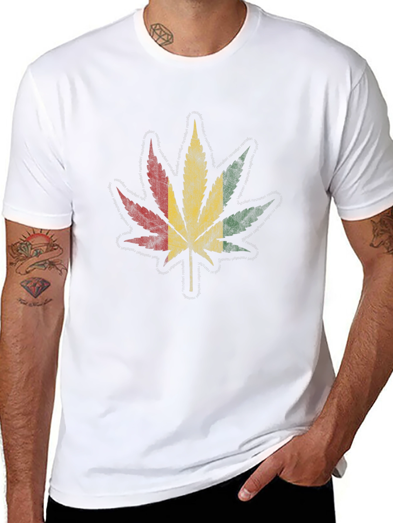 Rasta Leaf Graphic T-Shirt - Black