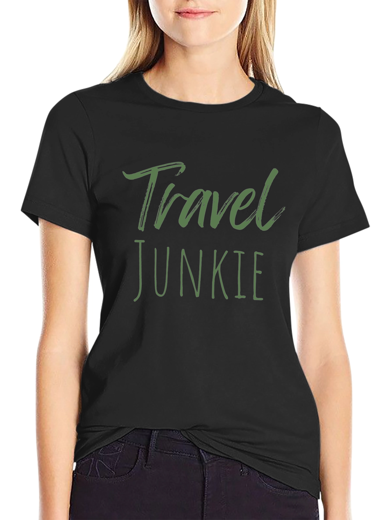 Travel Junkie T-Shirt - Black Graphic Tee