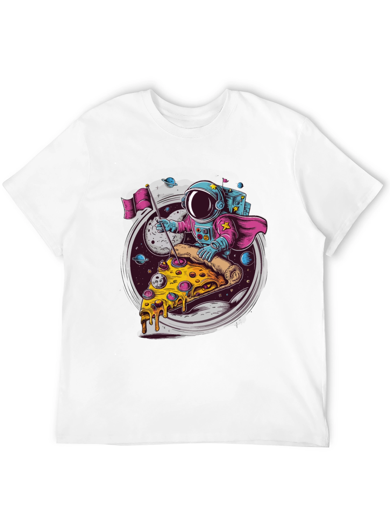 Astronaut Pizza Rider Black T-Shirt