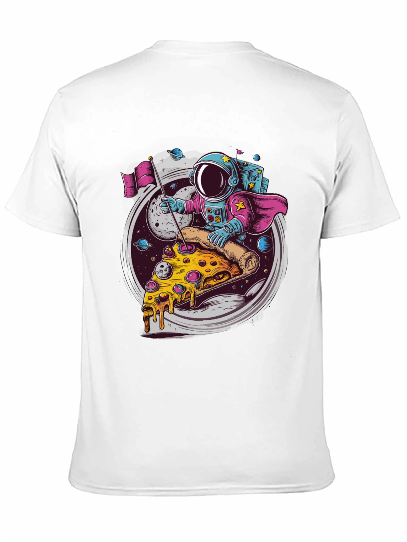 Astronaut Pizza Rider Black T-Shirt
