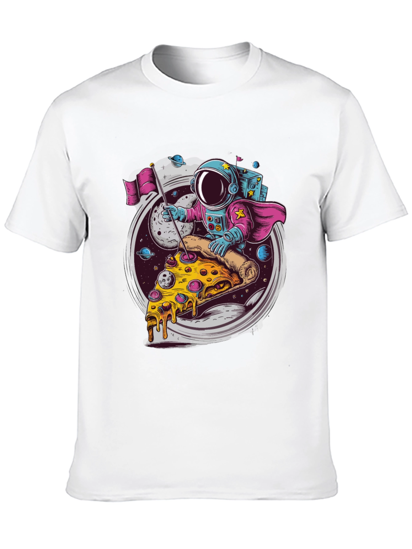 Astronaut Pizza Rider Black T-Shirt