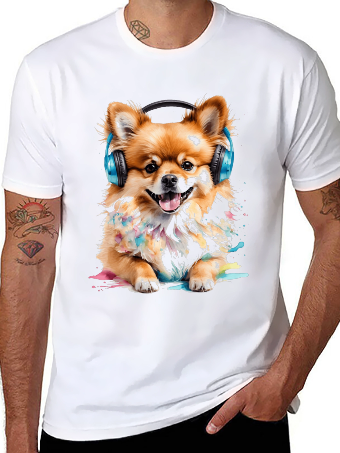 Dog with Headphones T-Shirt