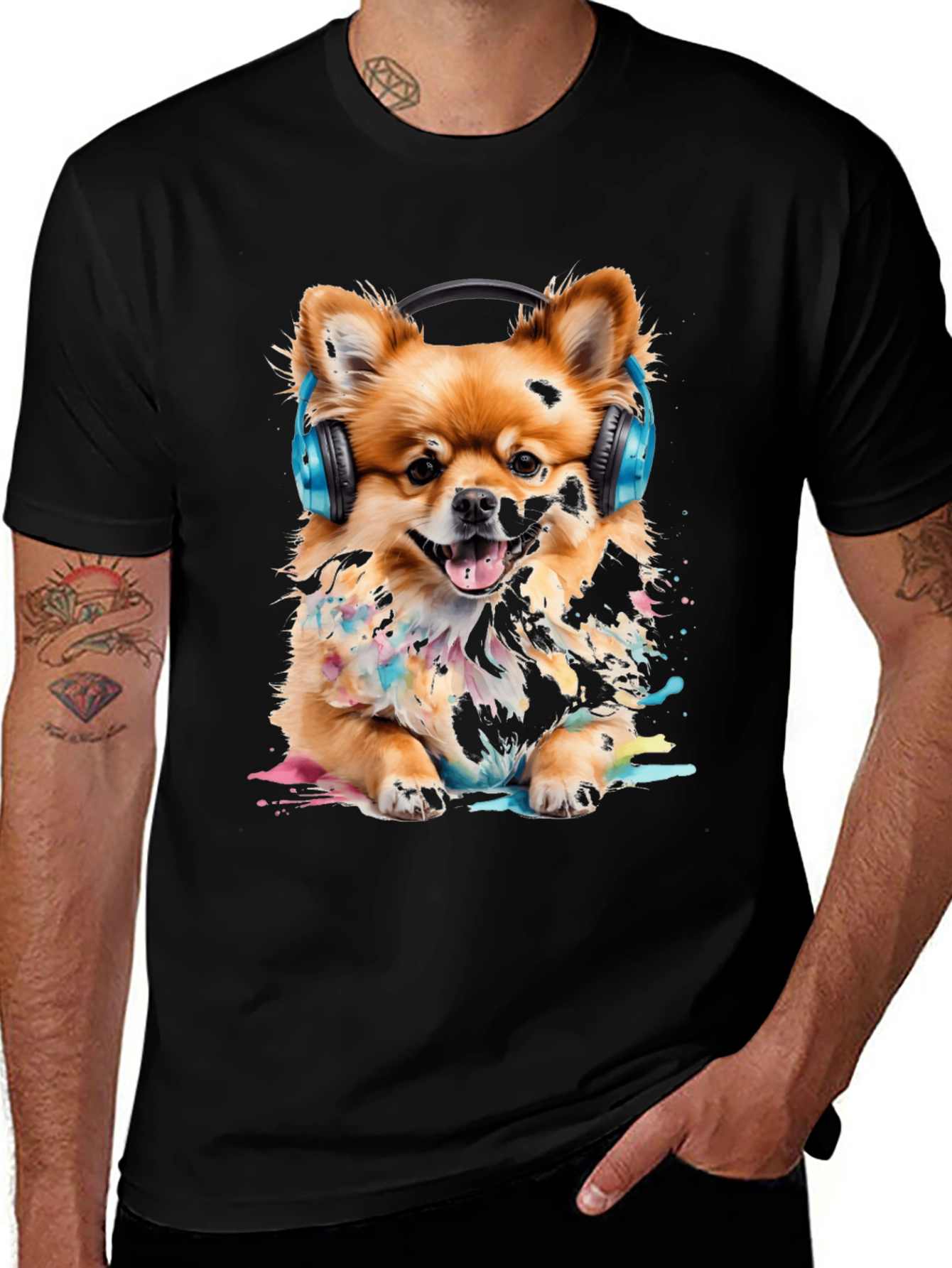 Dog with Headphones T-Shirt