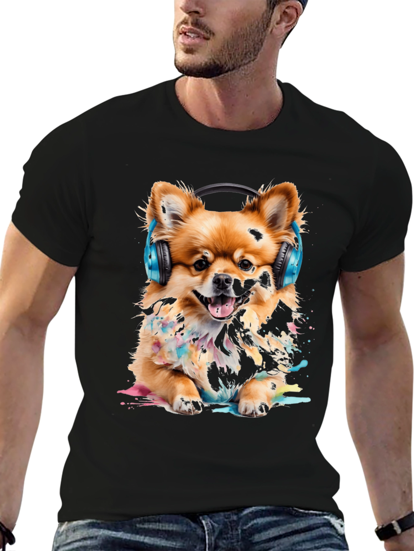 Dog with Headphones T-Shirt