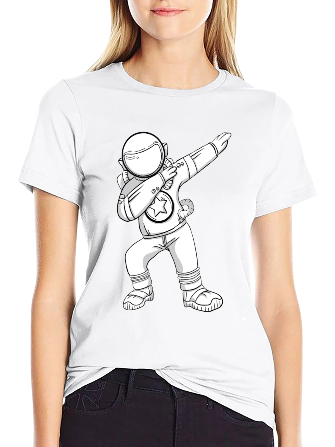 Dabbing Astronaut Graphic T-Shirt - Black