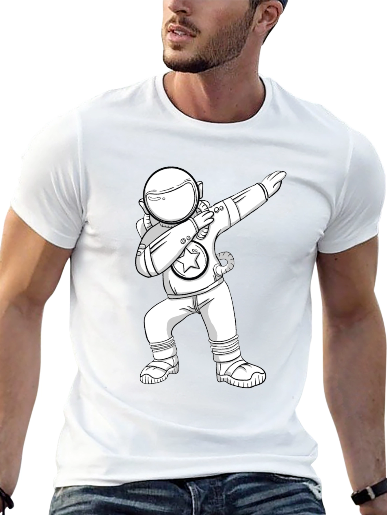 Dabbing Astronaut Graphic T-Shirt - Black