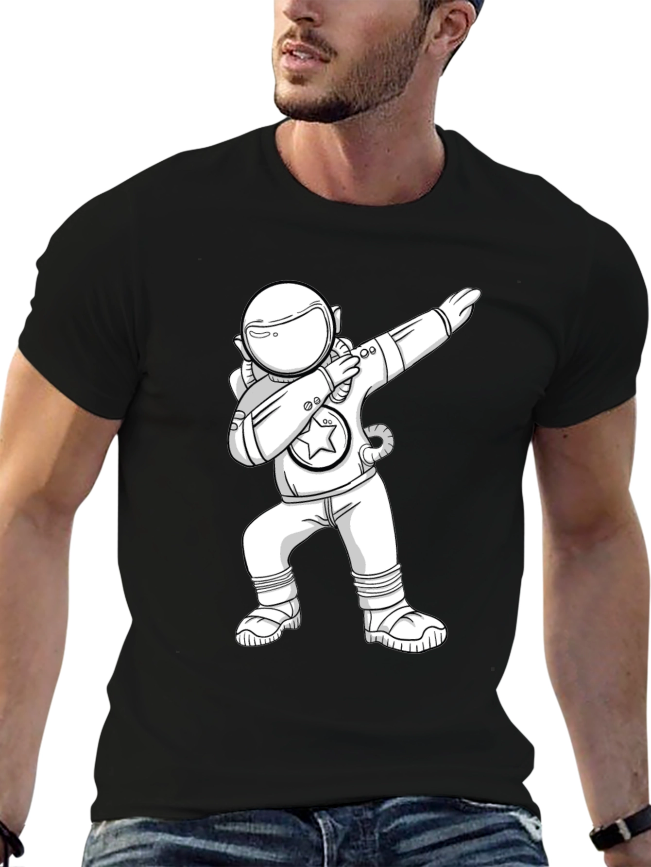 Dabbing Astronaut Graphic T-Shirt - Black