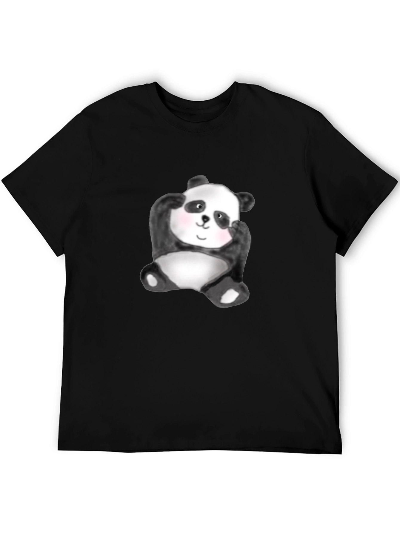 Cute Panda Graphic Tee - Black