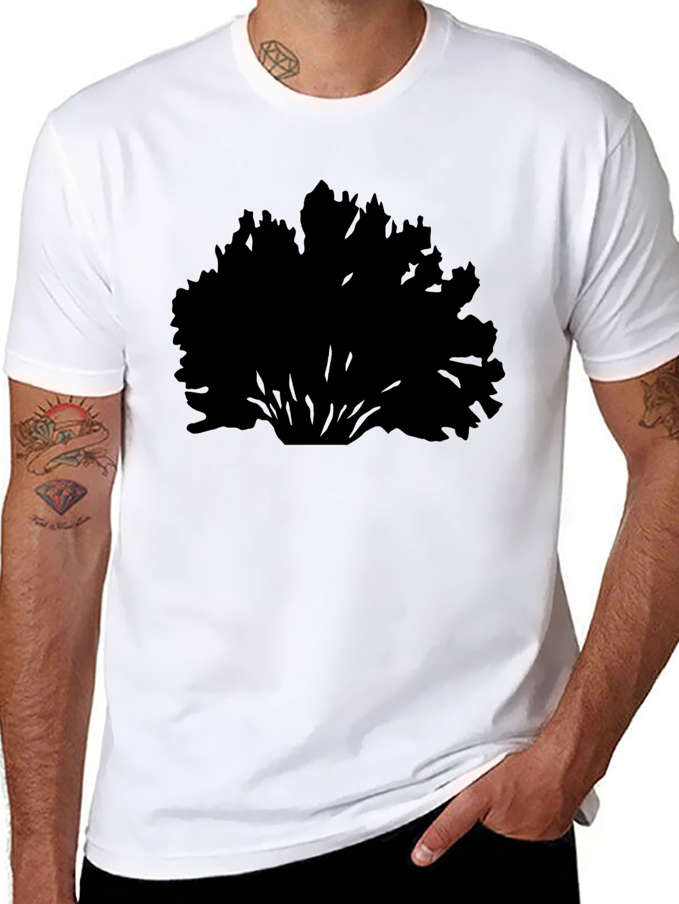 Black Bush Silhouette Mens T-Shirt