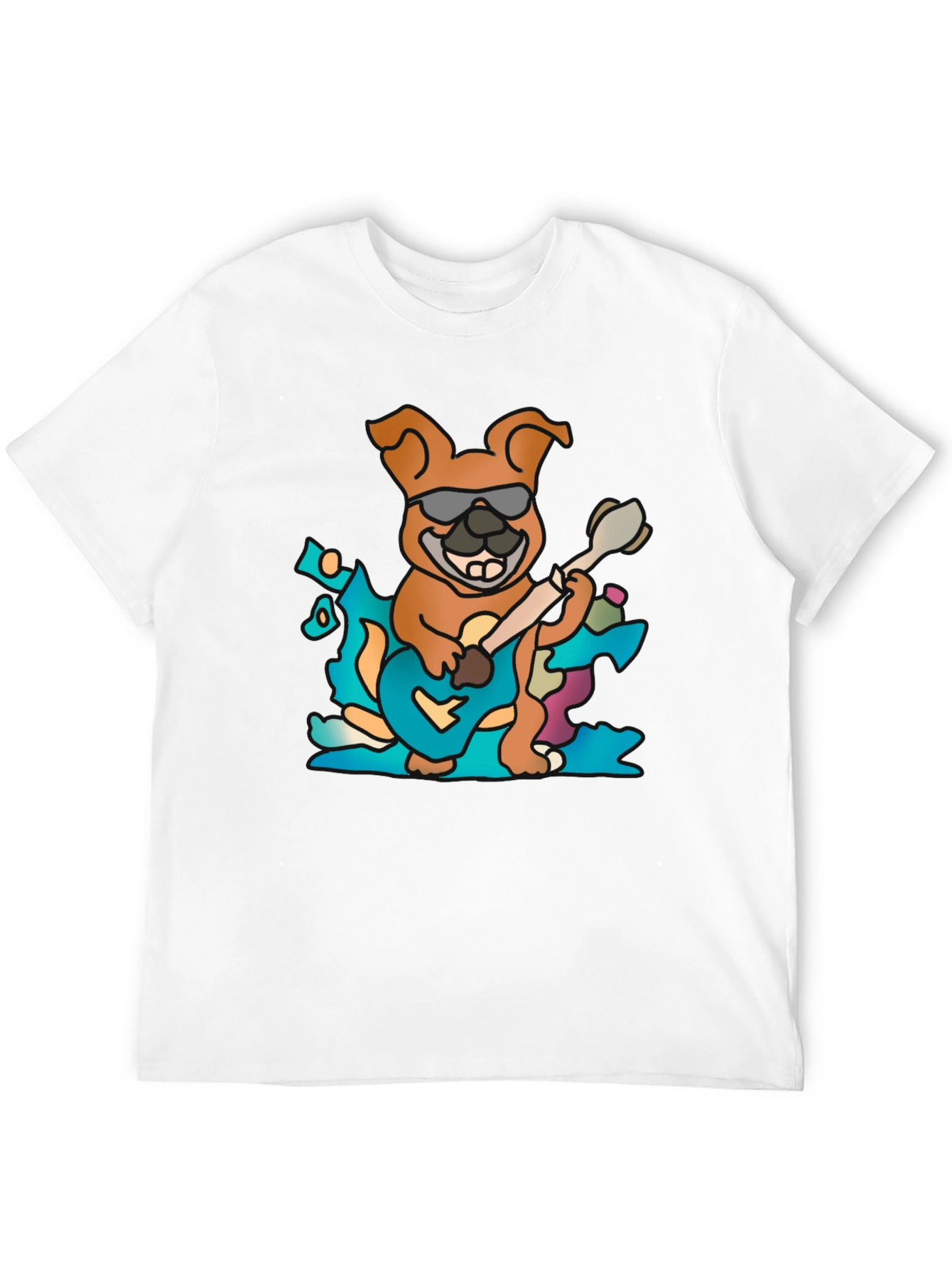 Cool Dog Guitarist Black T-Shirt