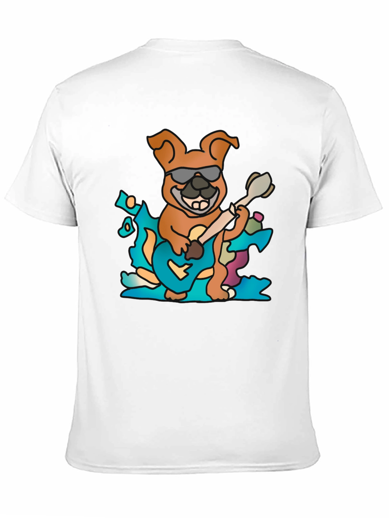 Cool Dog Guitarist Black T-Shirt