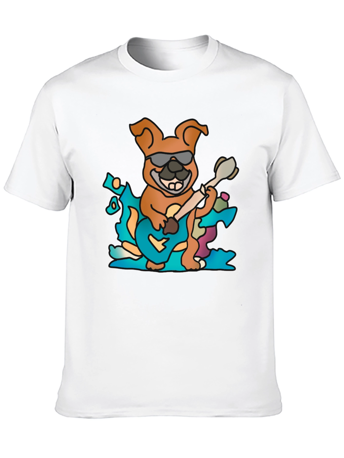 Cool Dog Guitarist Black T-Shirt