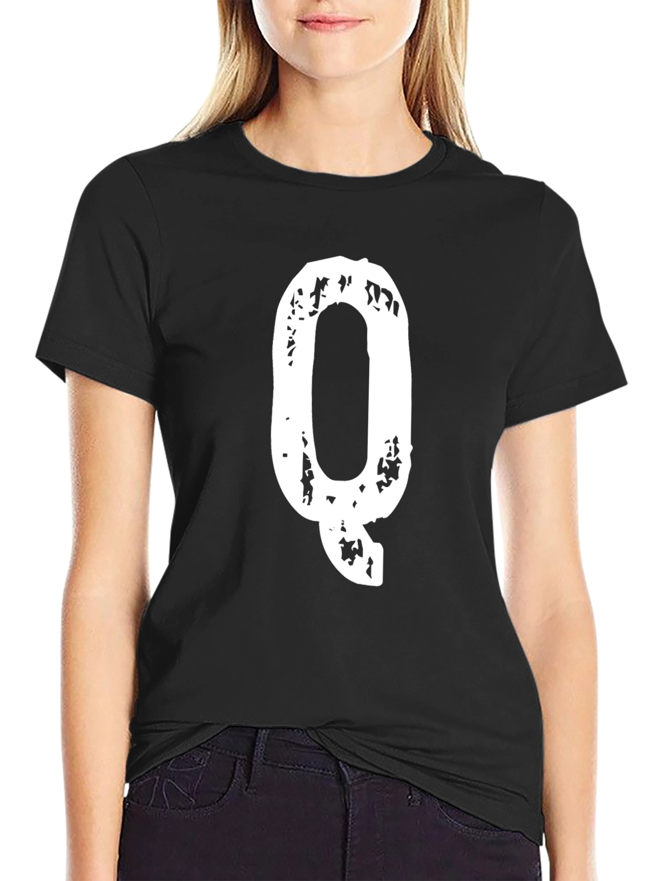 Letter Q Graphic Tee - Mens Black T-Shirt