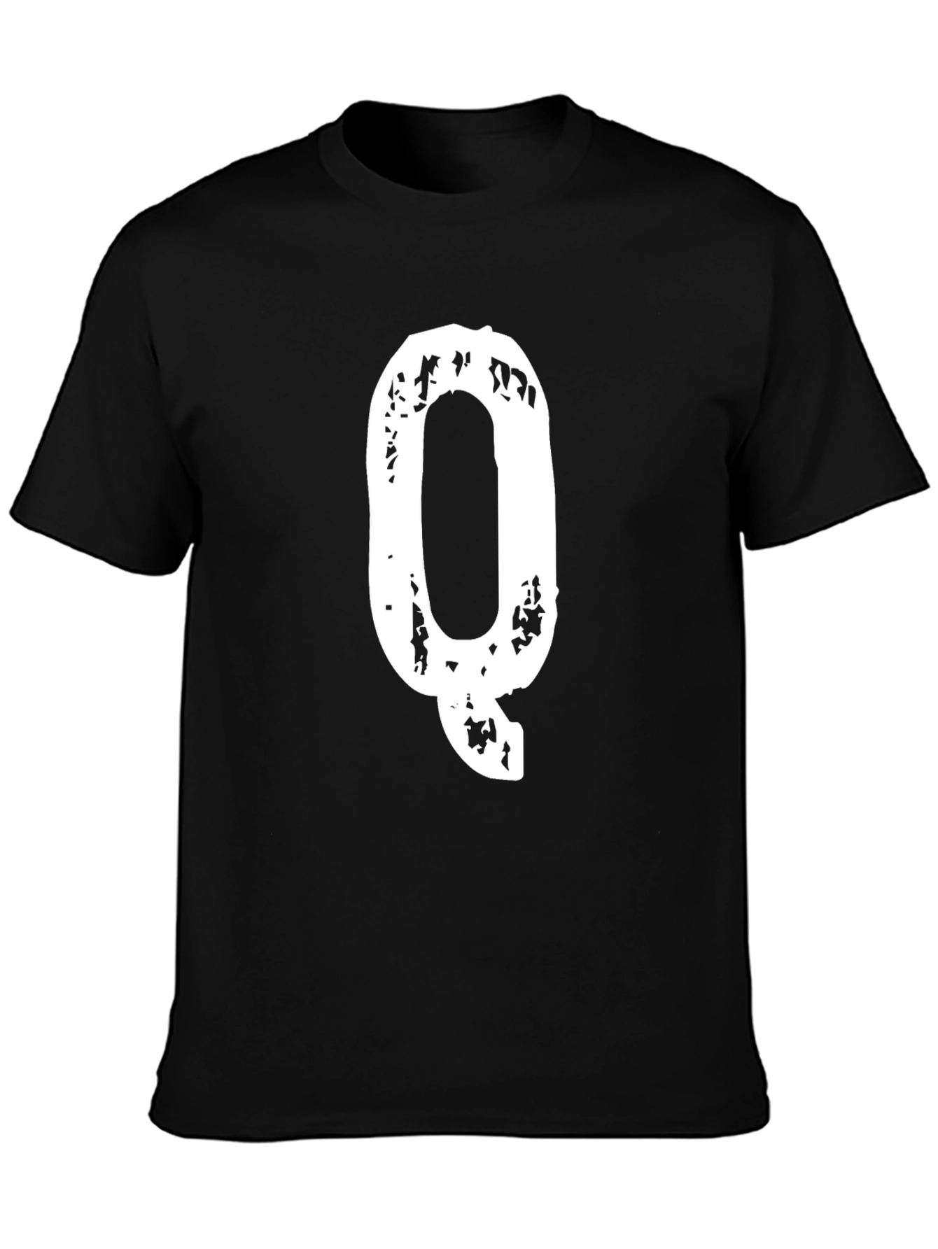 Letter Q Graphic Tee - Mens Black T-Shirt
