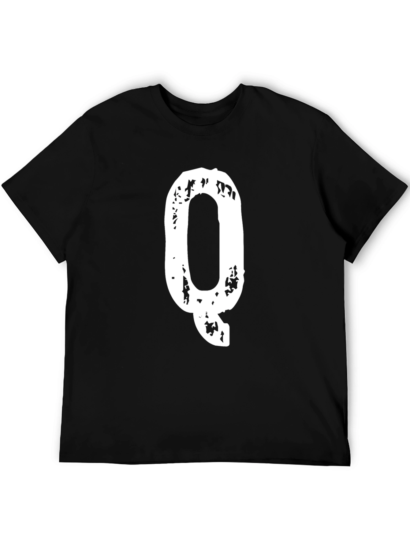 Letter Q Graphic Tee - Mens Black T-Shirt