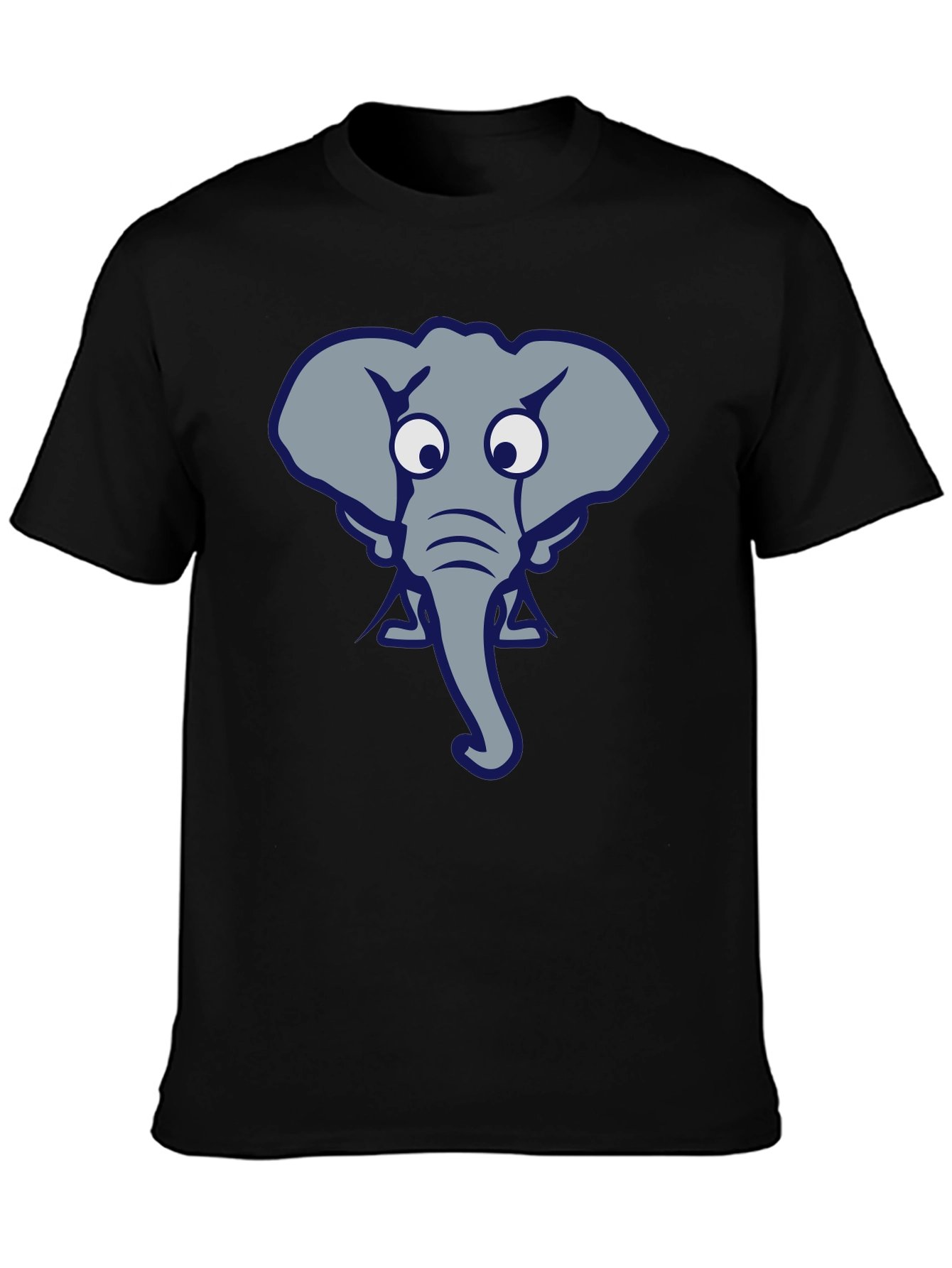 Funny Elephant Graphic Tee - Black Cotton T-Shirt