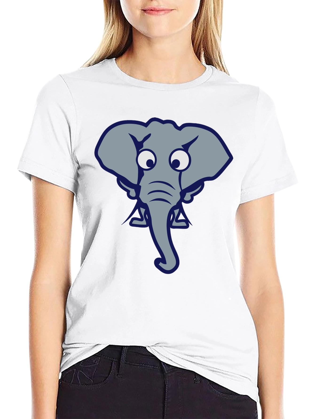 Funny Elephant Graphic Tee - Black Cotton T-Shirt