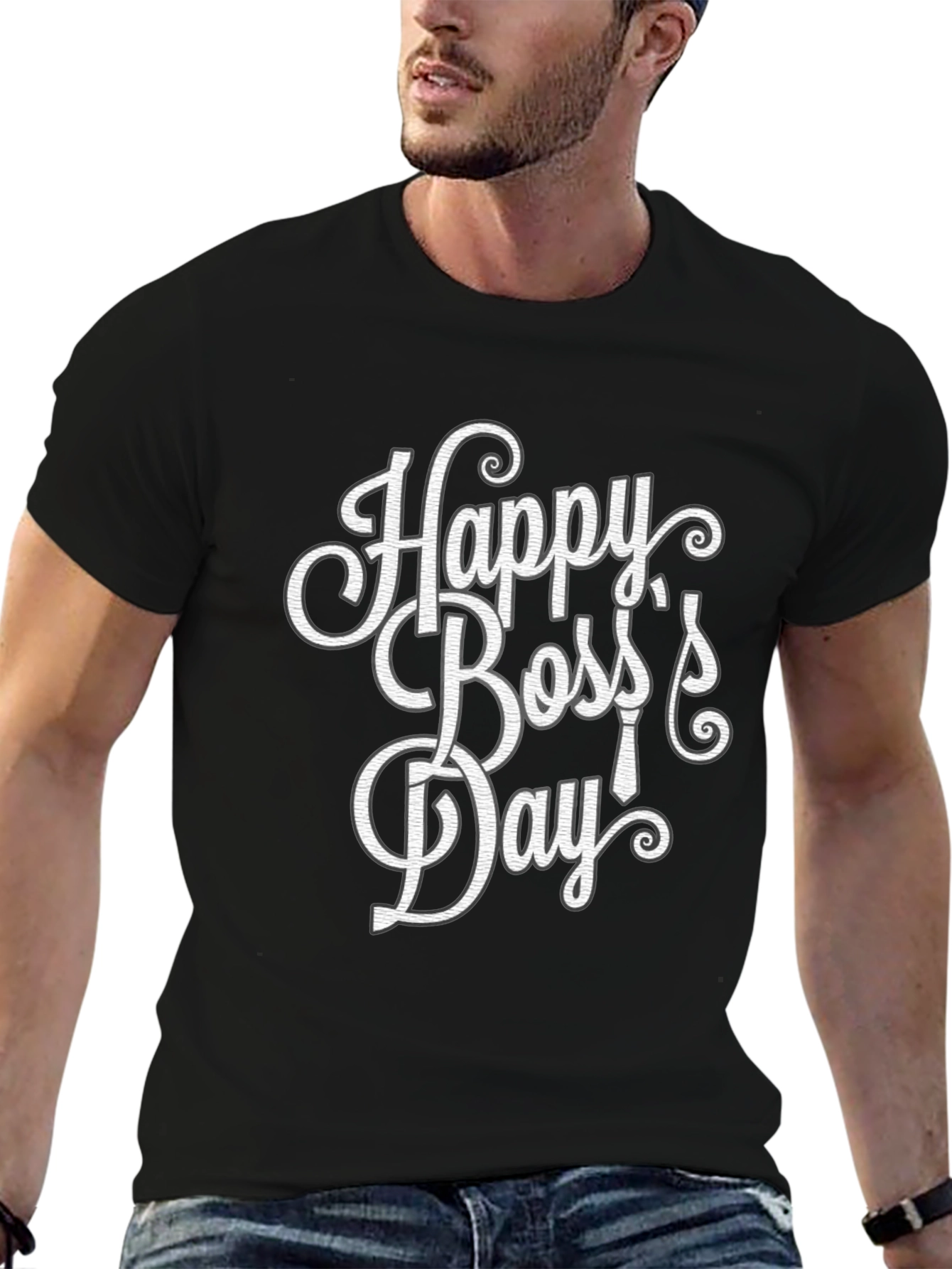 Happy Bosss Day Graphic Tee - Mens Black T-Shirt