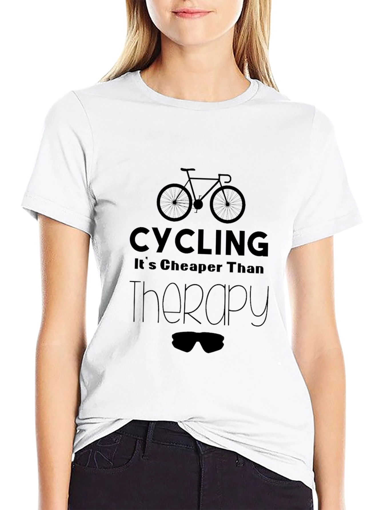 Cycling is Cheaper Than Therapy Black T-Shirt